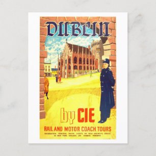 Cartão Postal Vintage Dublin Ireland CIE Poster de viagens