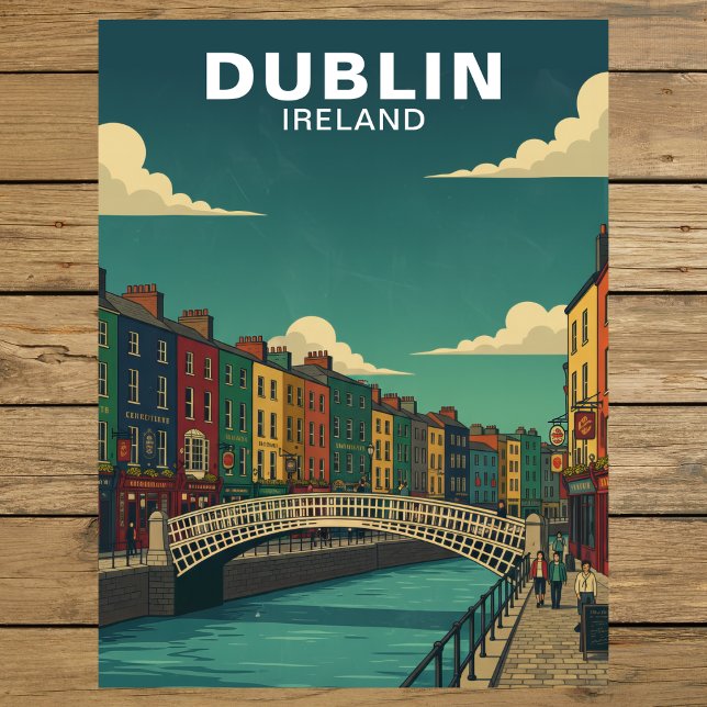 Cartão Postal Vintage Dublin Ireland Ha'penny Bridge Travel (Vintage Dublin Ireland Ha'penny Bridge Travel Postcard)