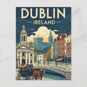 Cartão Postal Vintage Dublin Ireland Viagem