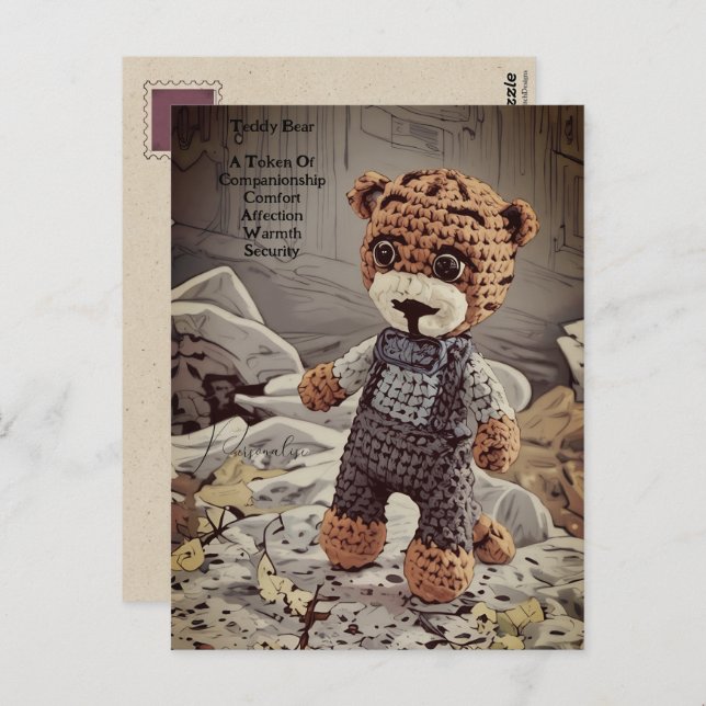 Cartão Postal Vintage Dungarees Teddy Bear Symbolismo Citação (Frente/Verso)