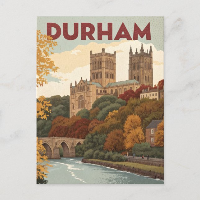 Cartão Postal Vintage Durham Viagem (Frente)
