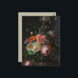 Cartão Postal Vintage Dutch Master Still Life Rachel Ruysch<br><div class="desc">Step into the Dutch Golden Age with this masterfully restored reproduction of "Still Life with Flowers on a Marble Tabletop" (1716) by Rachel Ruysch. As one of the most celebrated floral painters in history, Ruysch was famous for her meticulous detail and dramatic, "moody" lighting. This piece features a lush, asymmetrical...</div>