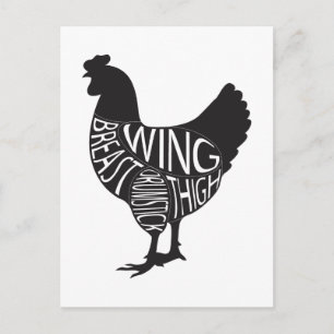 Cartão Postal Vintage e Design de frango engraçado