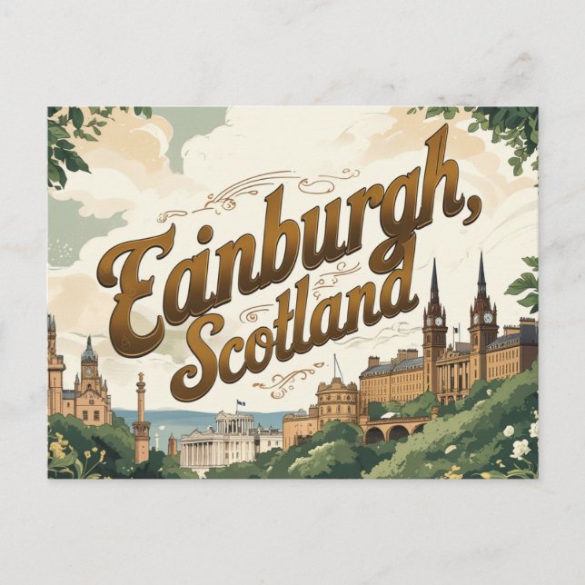 Cartão Postal Vintage Edinburgh Charm (Frente)