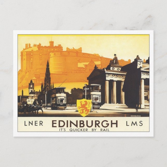 Cartão Postal Vintage Edinburgh LNER (Frente)