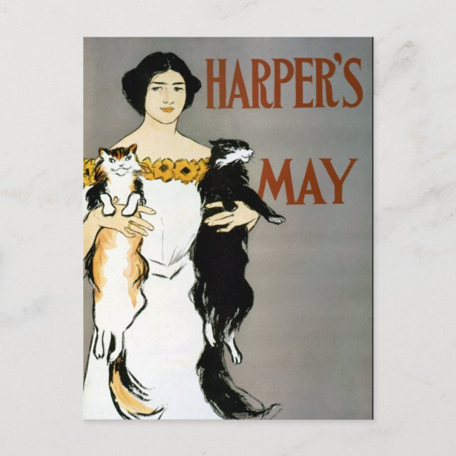 Cartão Postal Vintage Edward Penfield CAT LADY (Frente)