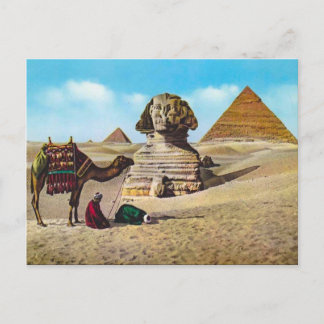 Cartão Postal Vintage Egito, Esfinge Escavado, Giza