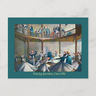 Cartão Postal Vintage Egypt, Cairo, Dancing dervishes, 1906