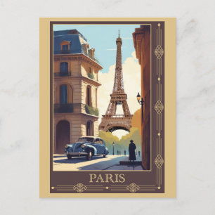 Cartão Postal Vintage Eiffel Tower Paris Viagem França