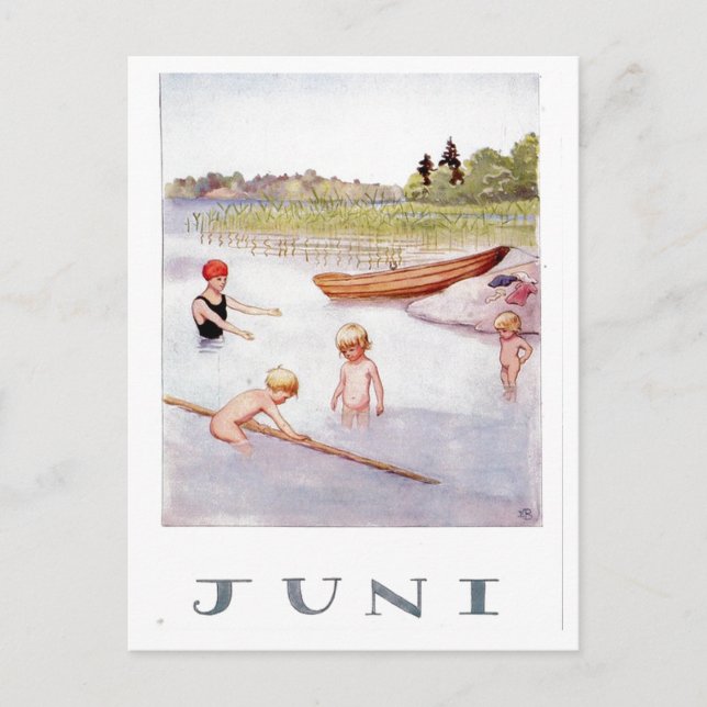 Cartão postal Vintage Elsa Beskow June (Frente)