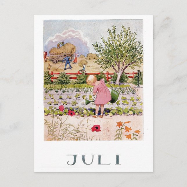 Cartão postal Vintage Elsa Beskow June (Frente)