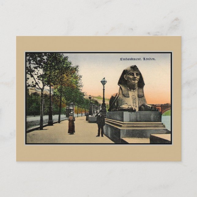 Cartão Postal Vintage Embanksphinx London Thames River (Frente)