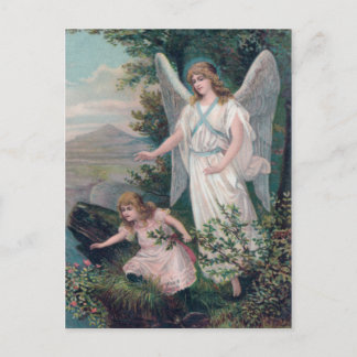 Cartão Postal Vintage Engel mit Mädchen am Abgrund