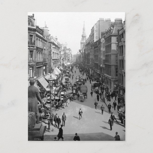 Cartão Postal Vintage England, Cheapside, City of London (Frente)