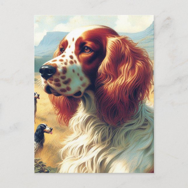 Cartão Postal Vintage English Setter Oil Painting (Frente)