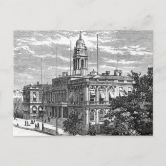 Cartão Postal Vintage Engraving Nova Iorque Hall 1872