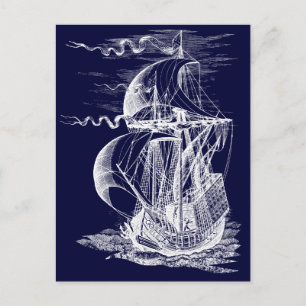 Cartão Postal Vintage - Entrega à vela