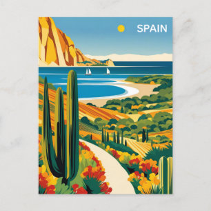 Cartão Postal Vintage Espanha Costa Dorada Viagem