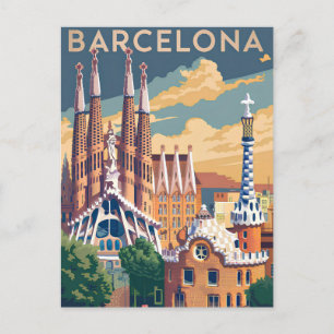 Cartão Postal Vintage Espanha de Barcelona