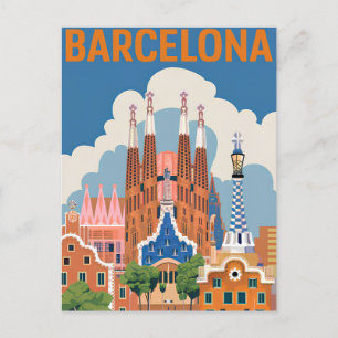 Cartão Postal Vintage Espanha de Barcelona