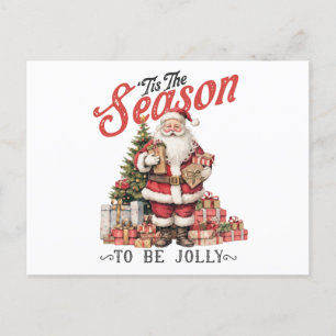 Cartão Postal Vintage Esta É A Época De Jolly Santa Claus