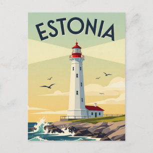 Cartão Postal Vintage Estônia Lighthouse Viagem