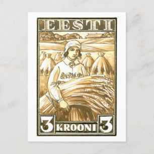 Cartão Postal Vintage Estônia Postage Stamp Design