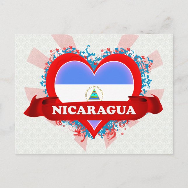 Cartão Postal Vintage eu amo Nicarágua (Frente)