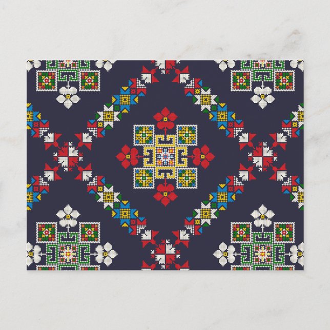 Cartão Postal Vintage European Folk Art Embroiderme (Frente)