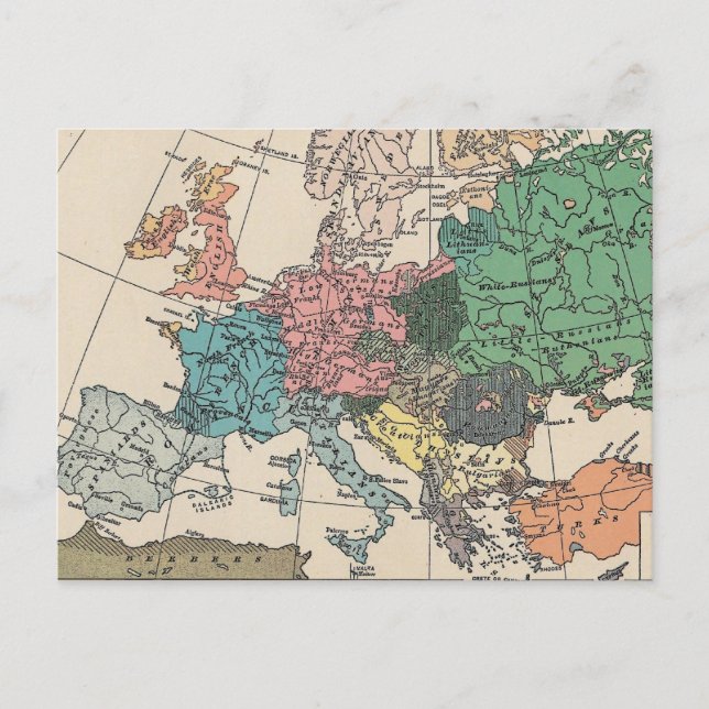 Cartão postal Vintage European Viagem Map (Frente)