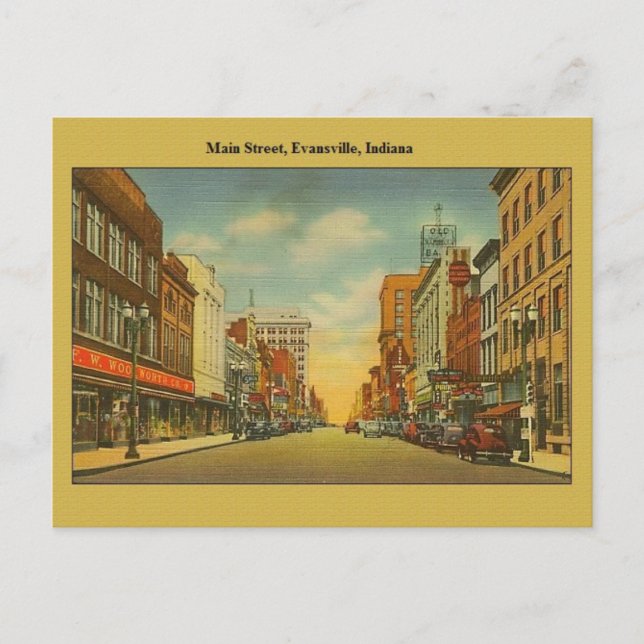Cartão postal Vintage Evansville Indiana (Frente)