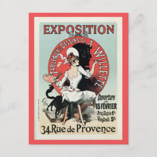 Cartão Postal Vintage exposição francesa art nouveau