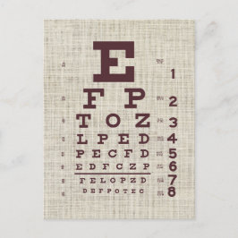 Cartão Postal Vintage Eye Chart em Burlap