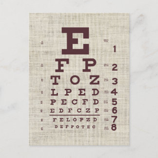 Cartão Postal Vintage Eye Chart em Burlap