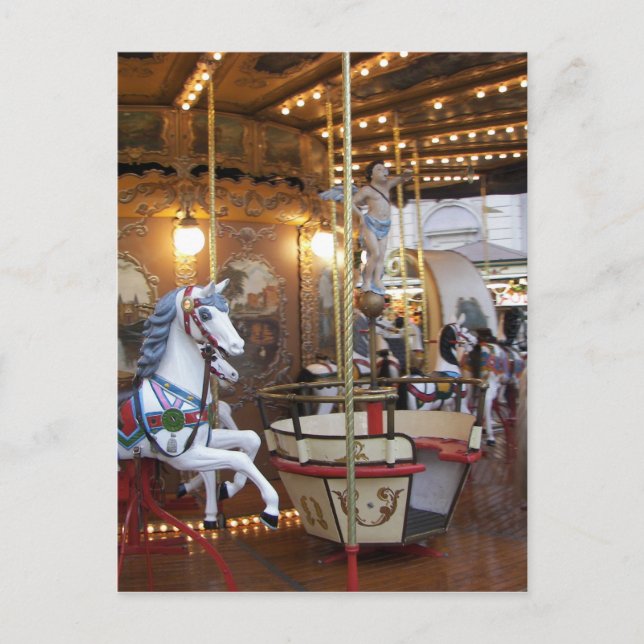Cartão Postal Vintage Fairground Carousel (Frente)