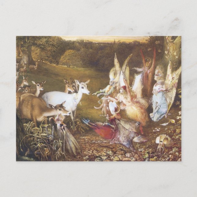 Cartão Postal Vintage Fairy, Floresta Encantada (Frente)