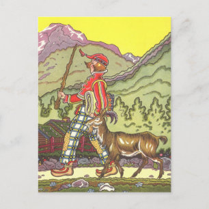 Cartão Postal Vintage Fairy Tale, Boy and North Wind, Hauman