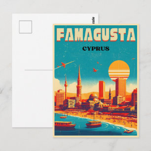 Cartão Postal vintage Famagusta Beach presentes em Chipre