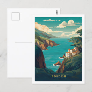 Cartão Postal Vintage Familiar Viagem