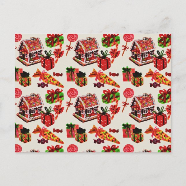 Cartão Postal Vintage Family House Candy Cane (Frente)