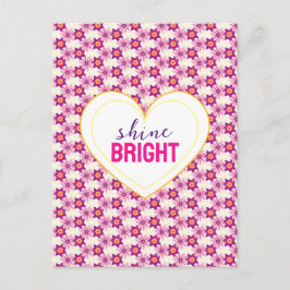 Cartão Postal Vintage Fantasy Bright Pink Yellow Purple Floral.