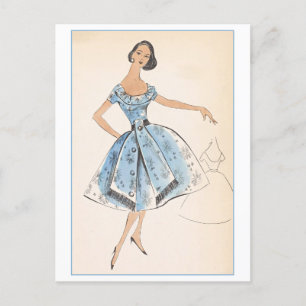 Cartão Postal Vintage Fashion Design para Vestidos, Criadores Es