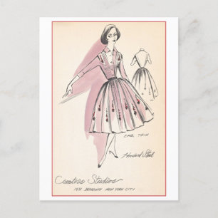 Cartão Postal Vintage Fashion Design para Vestidos, Criadores Es