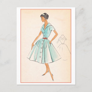 Cartão Postal Vintage Fashion Design para Vestidos, Criadores Es
