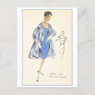 Cartão Postal Vintage Fashion Design para Vestidos, Criadores Es