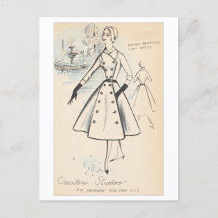 Cartão Postal Vintage Fashion Design para Vestidos, Criadores Es
