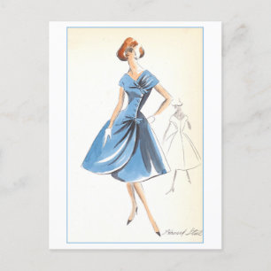 Cartão Postal Vintage Fashion Design para Vestidos, Criadores Es