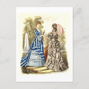 Cartão Postal Vintage Fashion Illustration Vestidos 1875