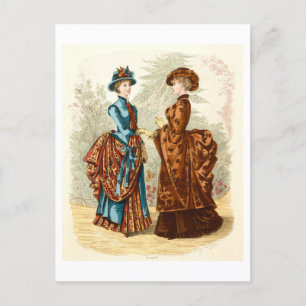 Cartão Postal Vintage Fashion Illustration Vestidos 1883