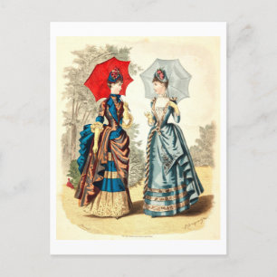 Cartão Postal Vintage Fashion Illustration Vestidos 1886